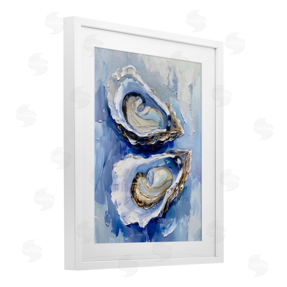 Creative Studio Oysters On The Half Shell White Framed Print Under Glass Wall Art
