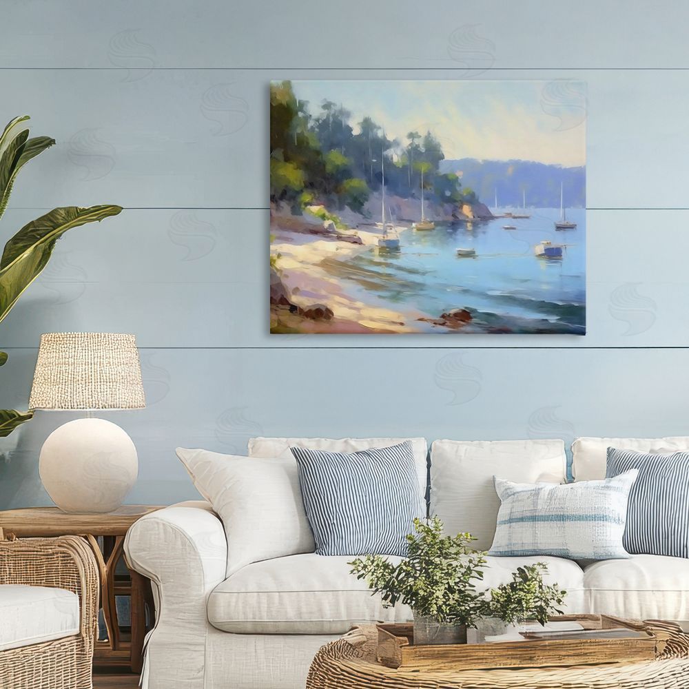 Creative Studio Near The Shore Summer Sailing Stretched Canvas Wall Art in Room