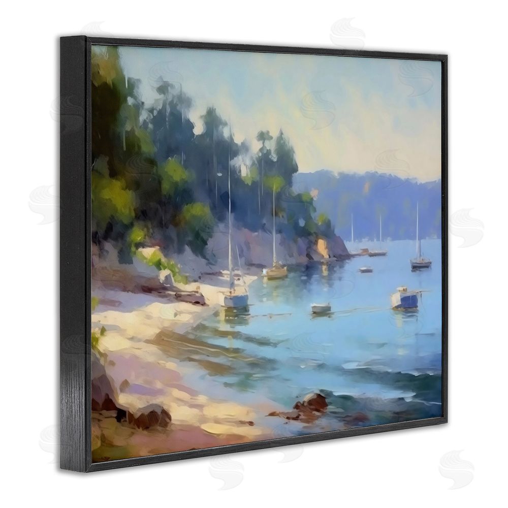 Creative Studio Near The Shore Summer Sailing Black Framed Giclee Wall Art