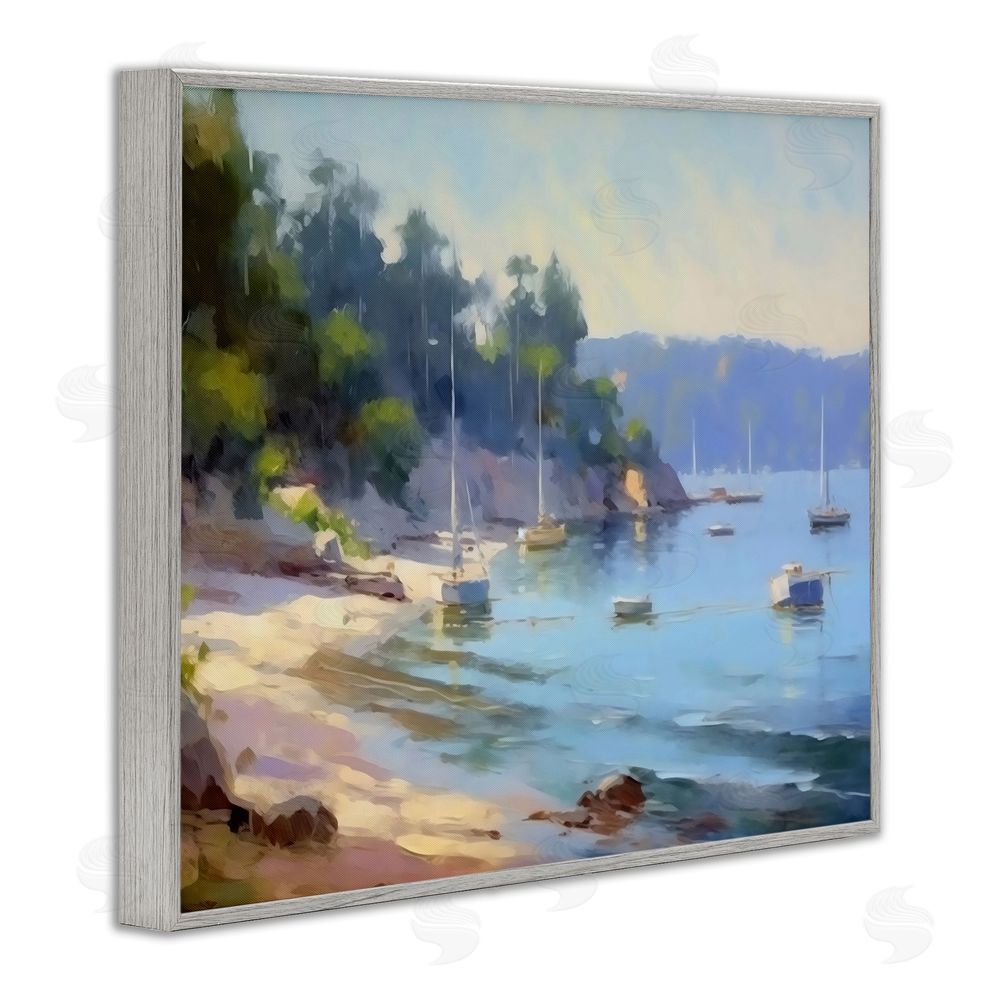 Creative Studio Near The Shore Summer Sailing Gray Framed Giclee Wall Art
