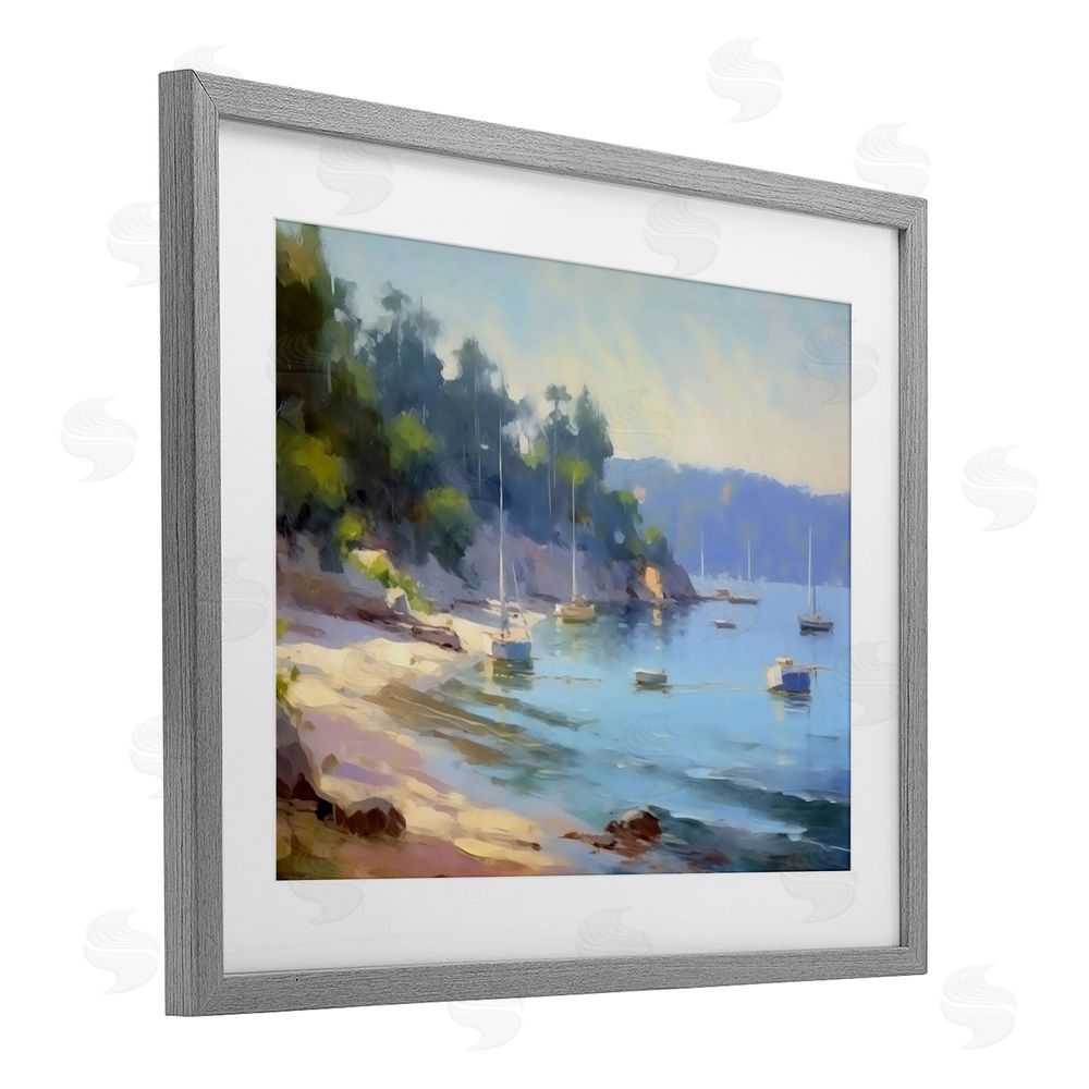 Creative Studio Near The Shore Summer Sailing Gray Framed Print Under Glass Wall Art