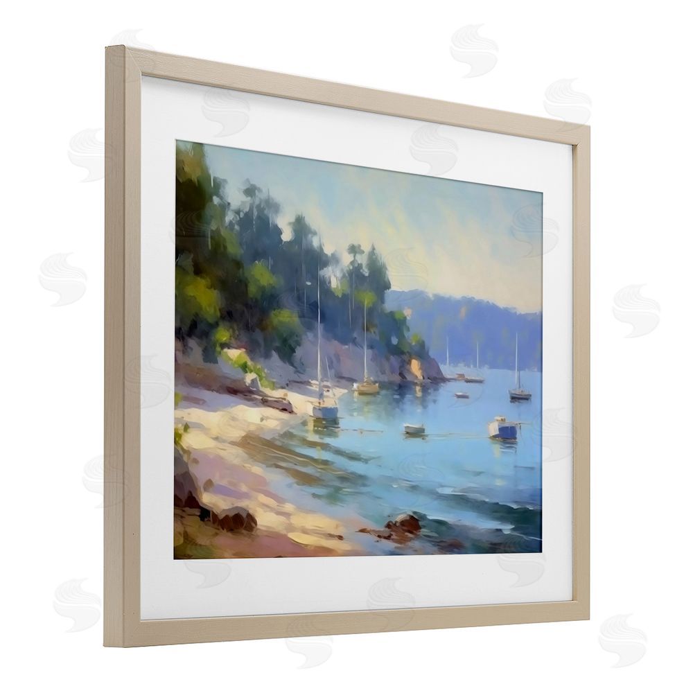 Creative Studio Near The Shore Summer Sailing Brown Framed Print Under Glass Wall Art