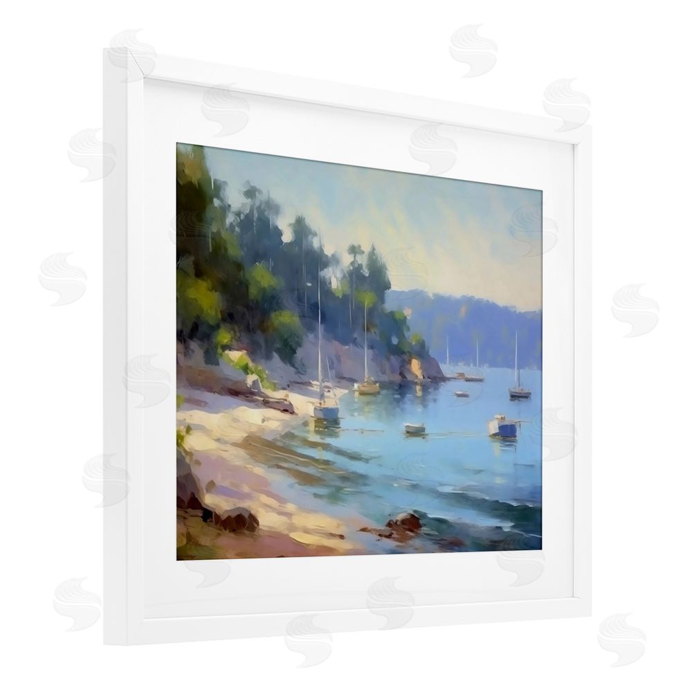 Creative Studio Near The Shore Summer Sailing White Framed Print Under Glass Wall Art