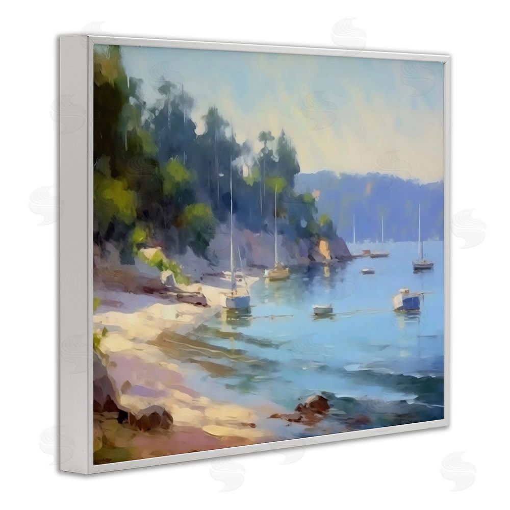Creative Studio Near The Shore Summer Sailing White Framed Giclee Wall Art