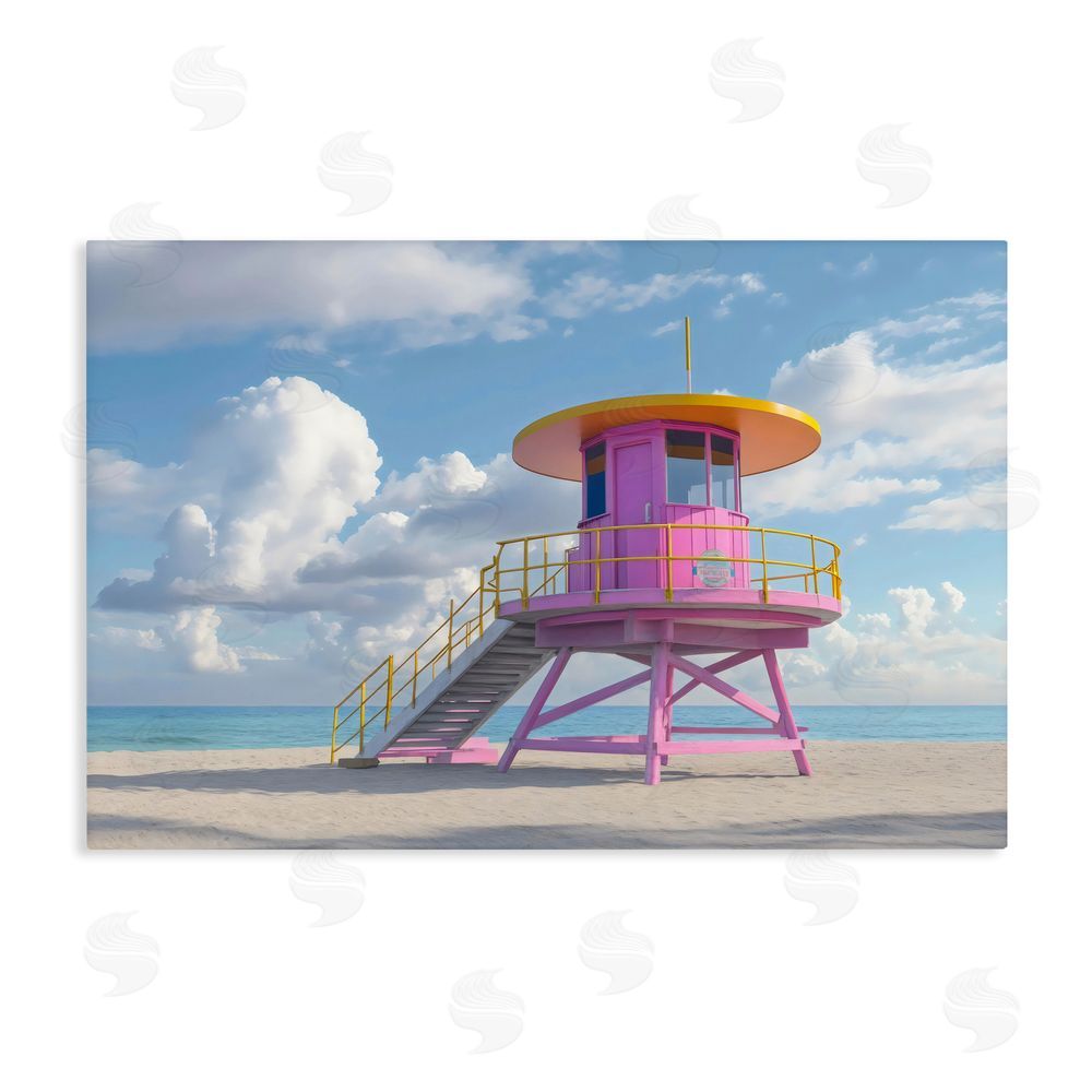 Creative Studio Miami Beach Tower in Pink Stretched Canvas Wall Art