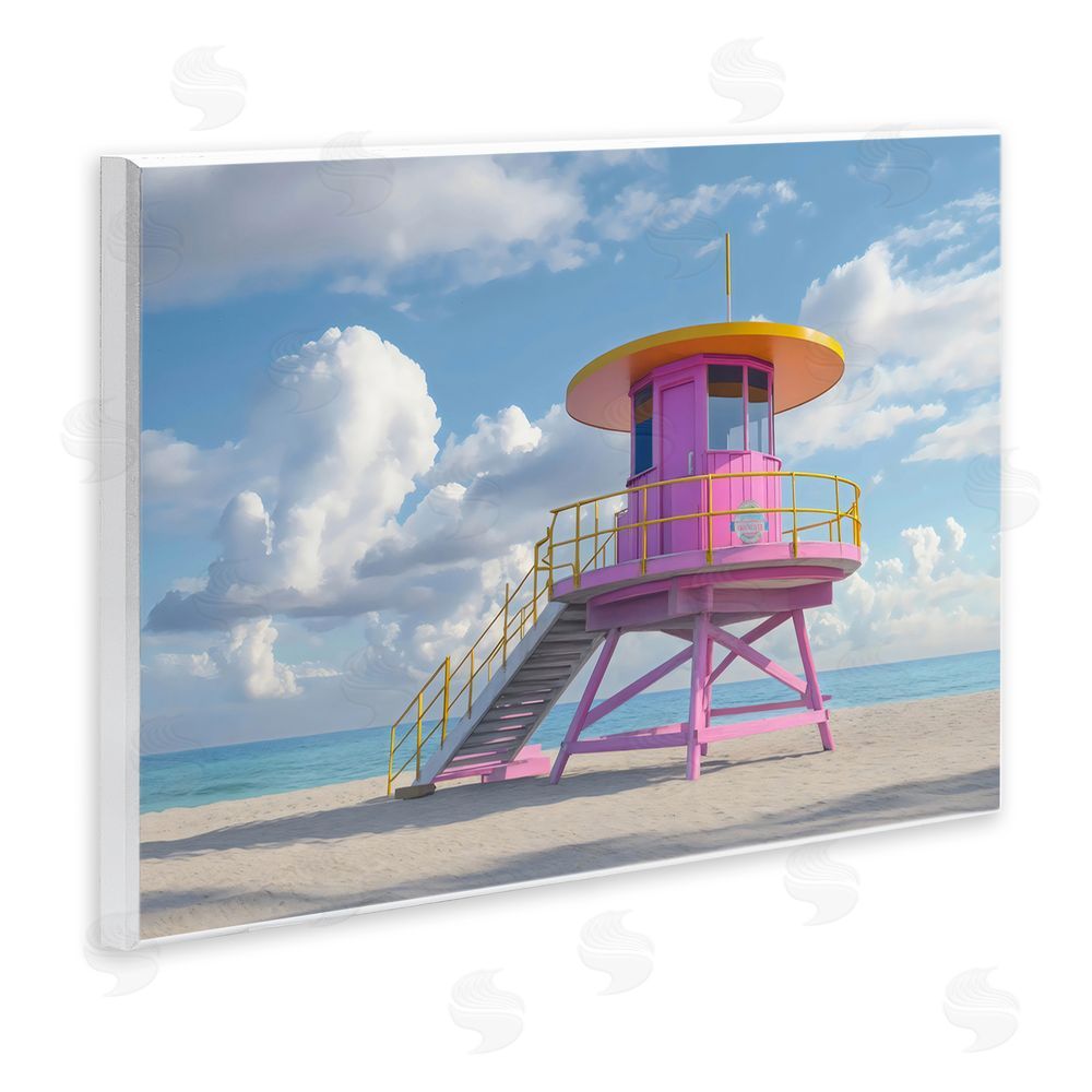 Creative Studio Miami Beach Tower in Pink Wall Plaque Home Decor Art Print