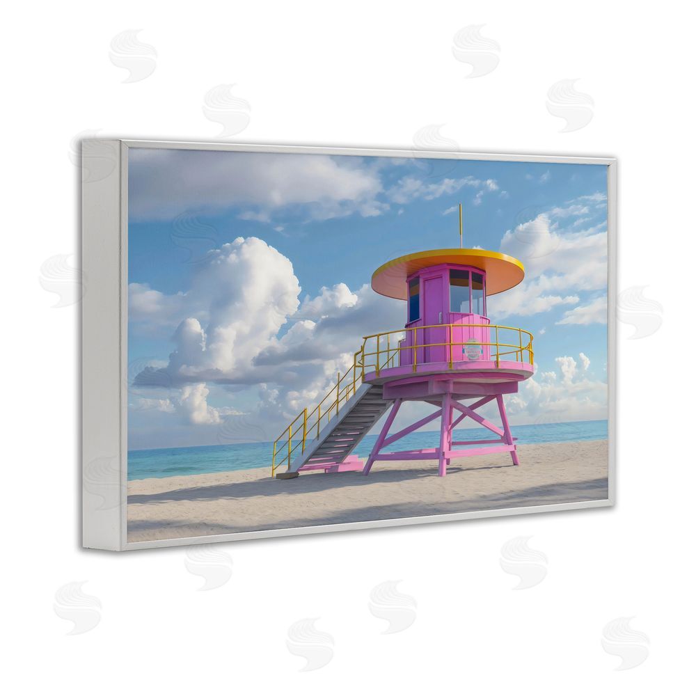 Creative Studio Miami Beach Tower in Pink White Framed Giclee Wall Art