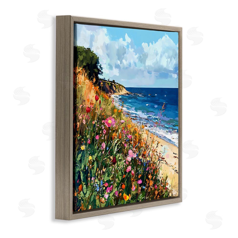 Creative Studio Enchanted Oceanside Meadow Brown Floating Framed Canvas Wall Art