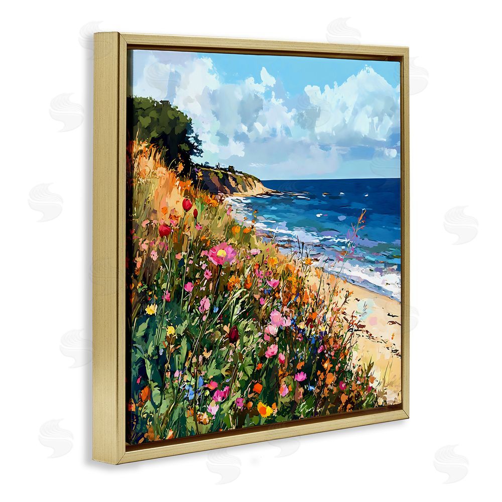 Creative Studio Enchanted Oceanside Meadow Gold Floating Framed Canvas Wall Art