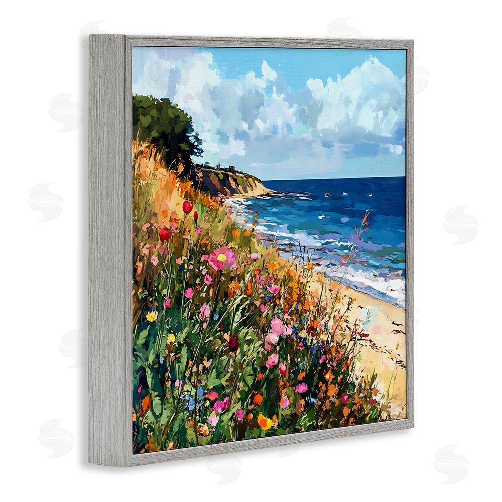Creative Studio Enchanted Oceanside Meadow Gray Framed Giclee Wall Art