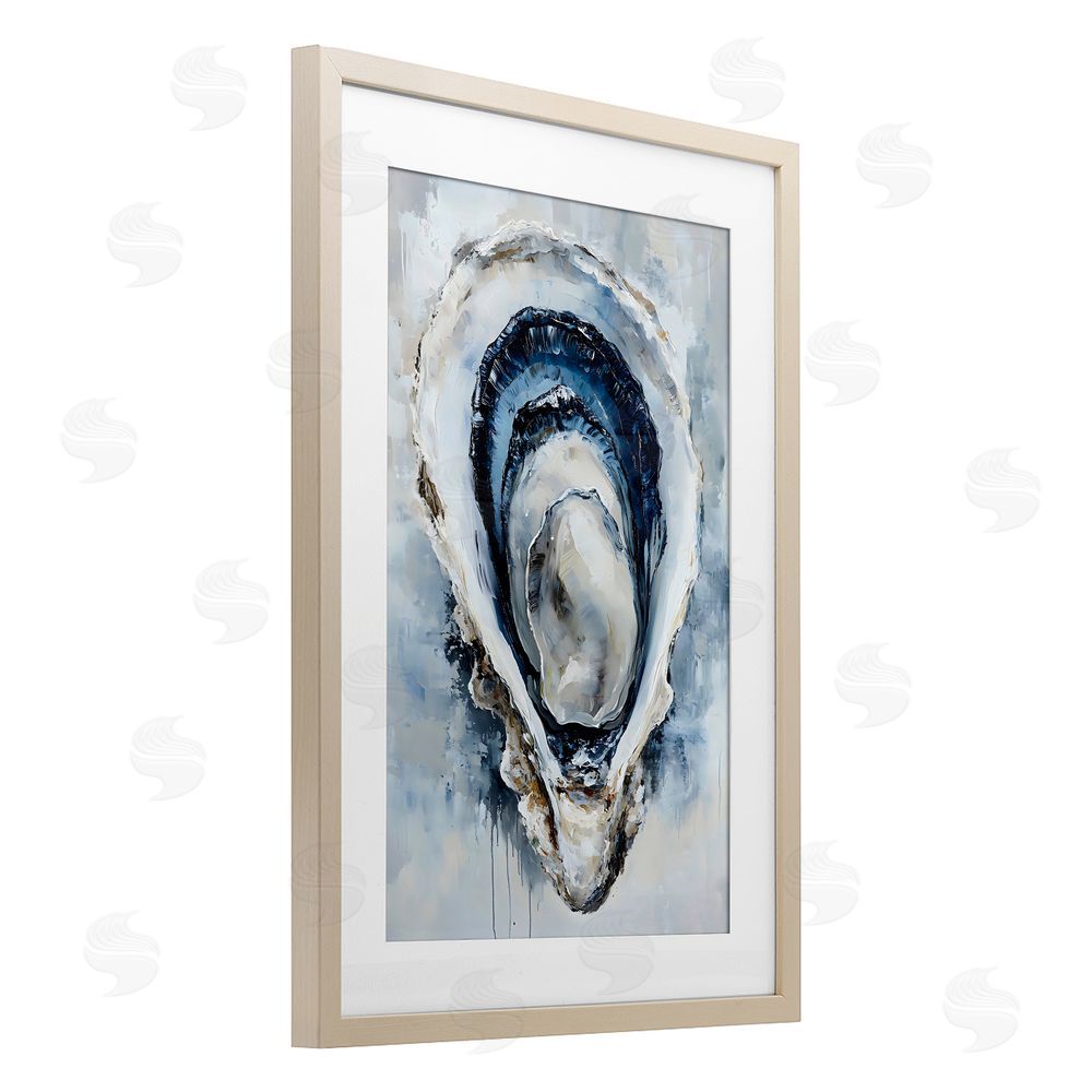 Creative Studio Blue Oyster Shell Interior Brown Framed Print Under Glass with Matting Wall Art