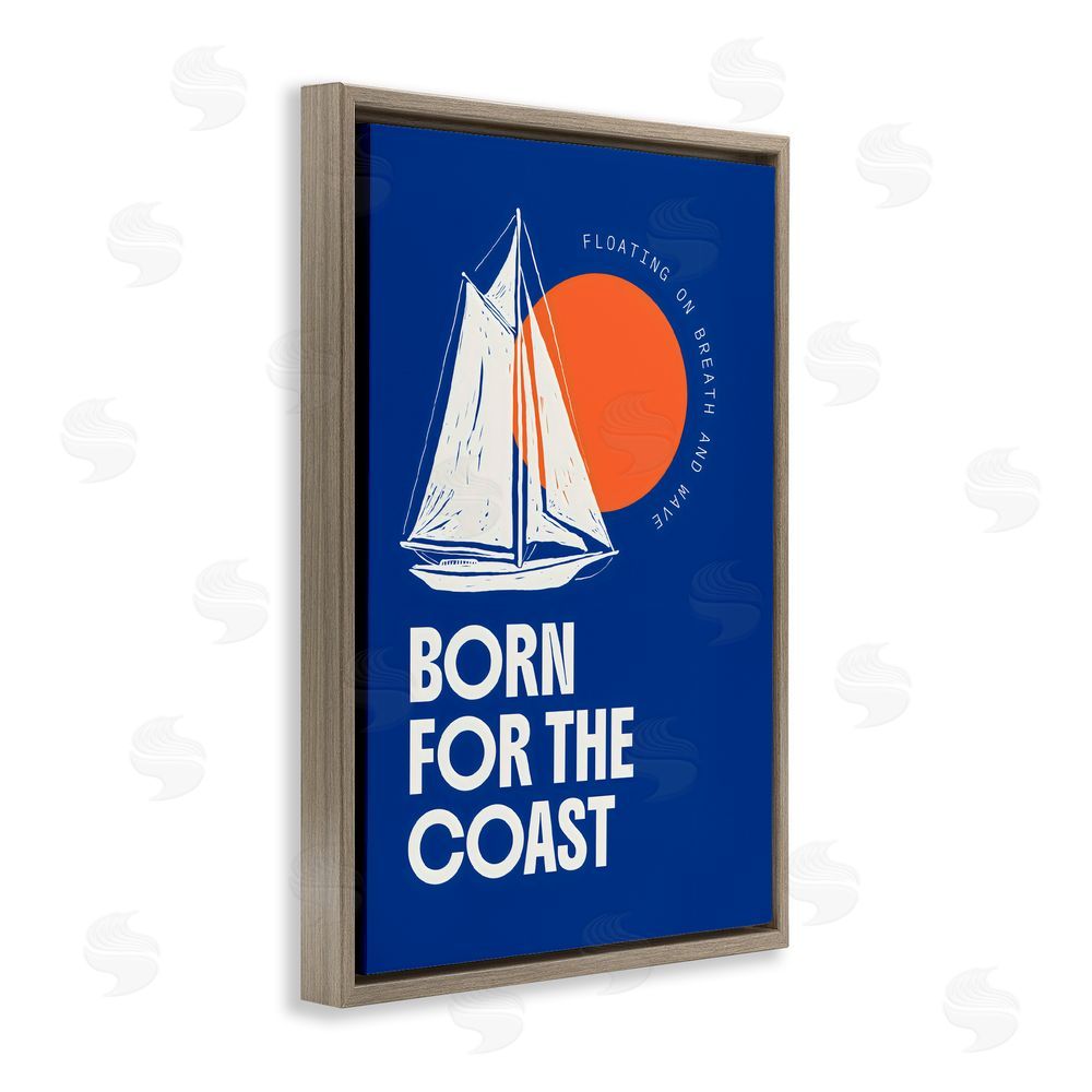 Creative Studio Born For The Coast Brown Floating Frame Stretched Canvas Wall Art Print