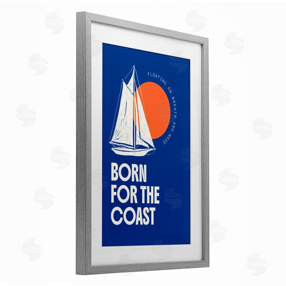 Creative Studio Born For The Coast Gray Framed Print Under Glass with Matting Wall Art