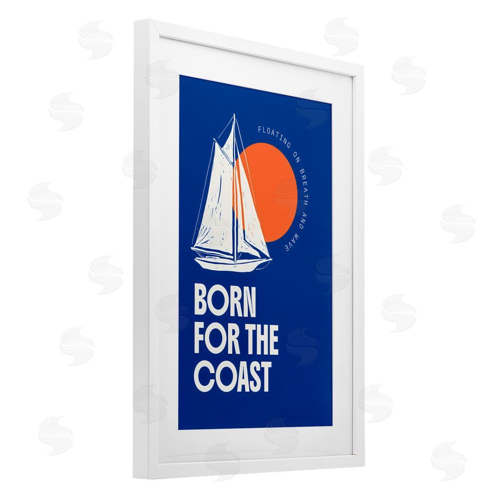 Creative Studio Born For The Coast White Framed Print Under Glass with Matting Wall Art
