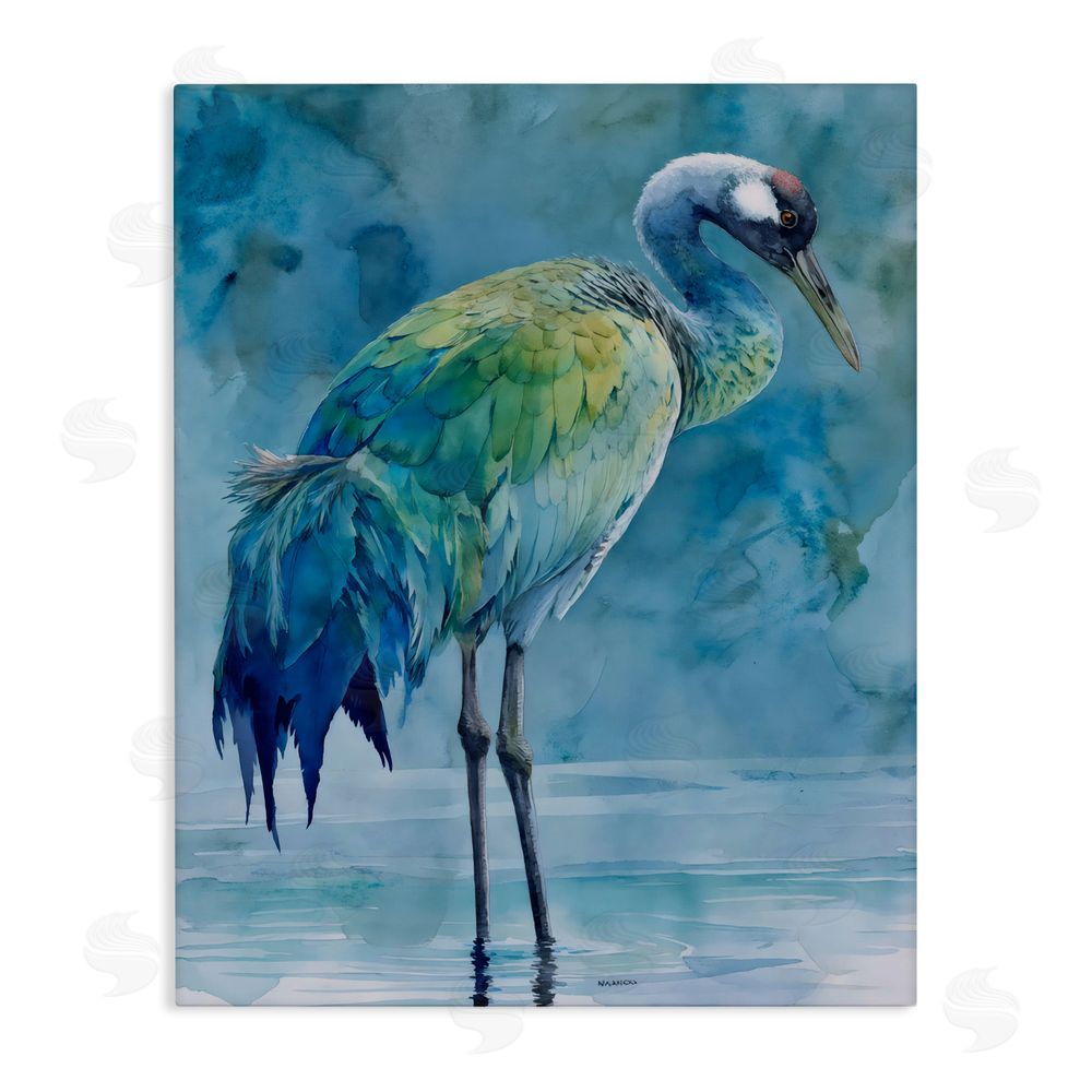 Franklyn Gregory Turquoise Feathered Coastal Bird Stretched Canvas Wall Art Print