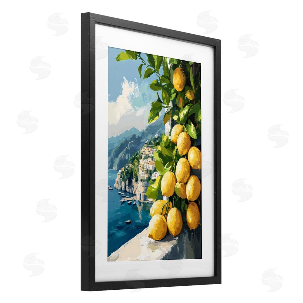 Creative Studio Lemon Terrace Amalfi View Black Framed Print Under Glass Wall Art