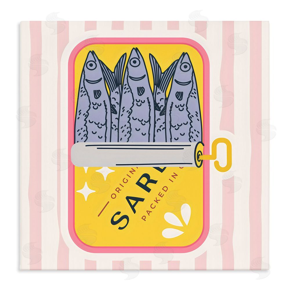 Creative Studio Yellow Sardine Tin Stretched Canvas Wall Art Print