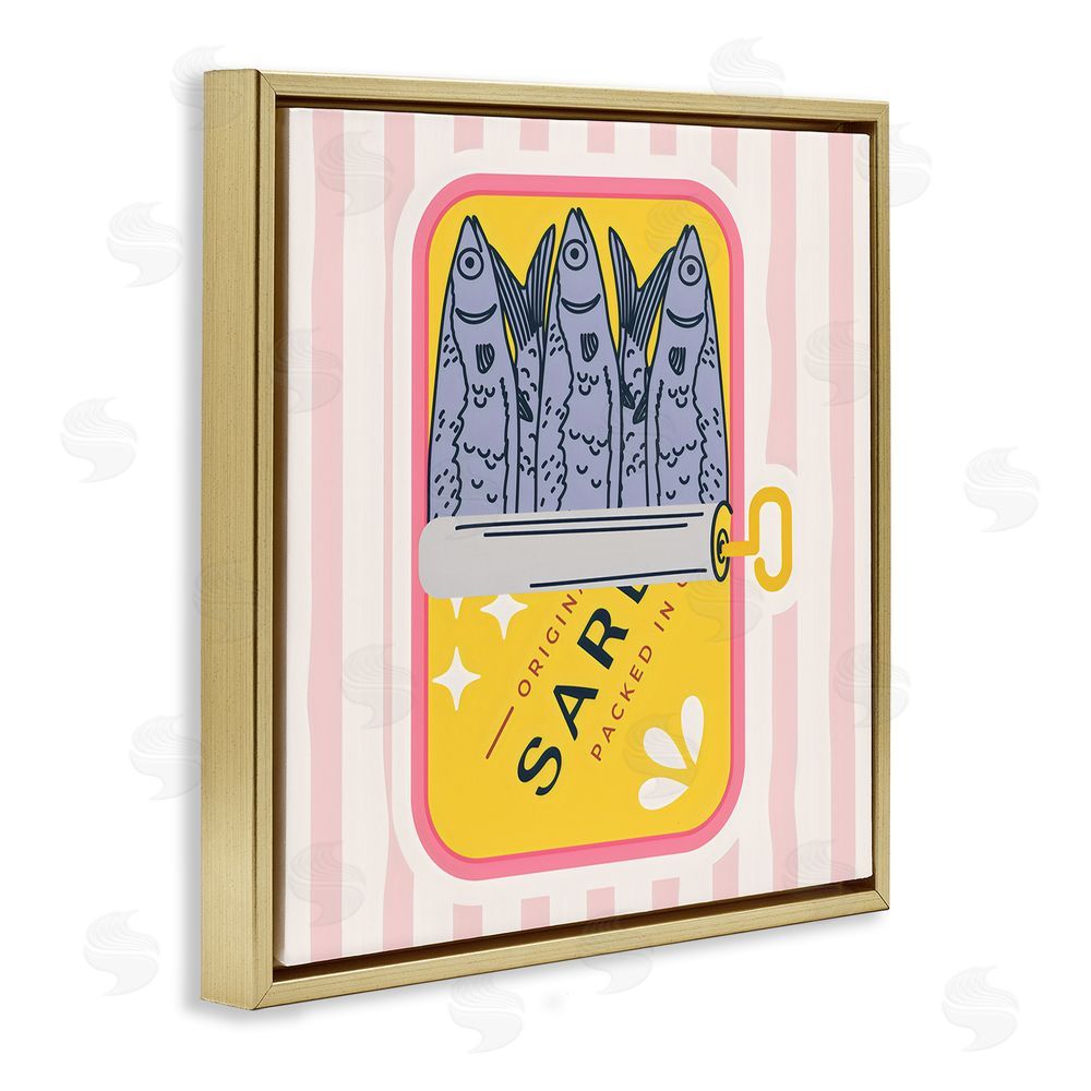 Creative Studio Yellow Sardine Tin Gold Floating Framed Canvas Wall Art Print