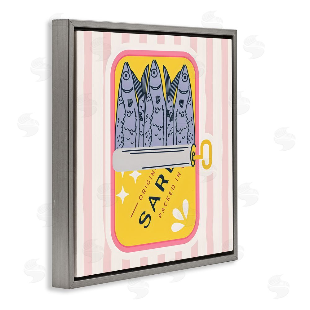 Creative Studio Yellow Sardine Tin Gray Floating Framed Canvas Wall Art Print
