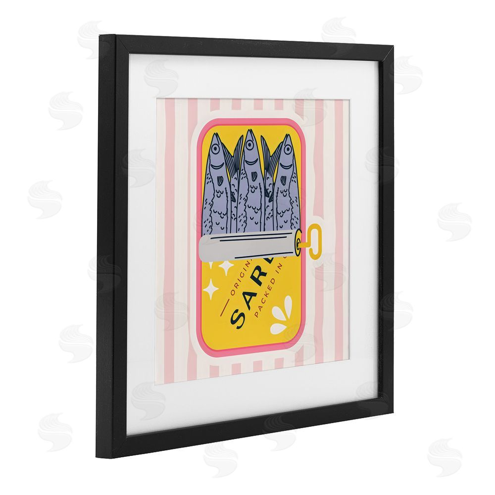 Creative Studio Yellow Sardine Tin Black Framed Print Under Glass with White Mat Wall Art