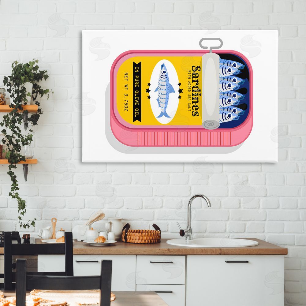 Creative Studio Retro Can of Sardines Stretched Canvas Wall Art in Room
