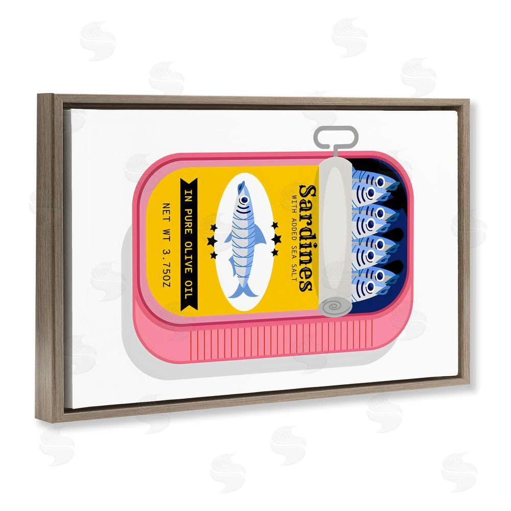 Creative Studio Retro Can of Sardines Brown Floating Framed Canvas Wall Art