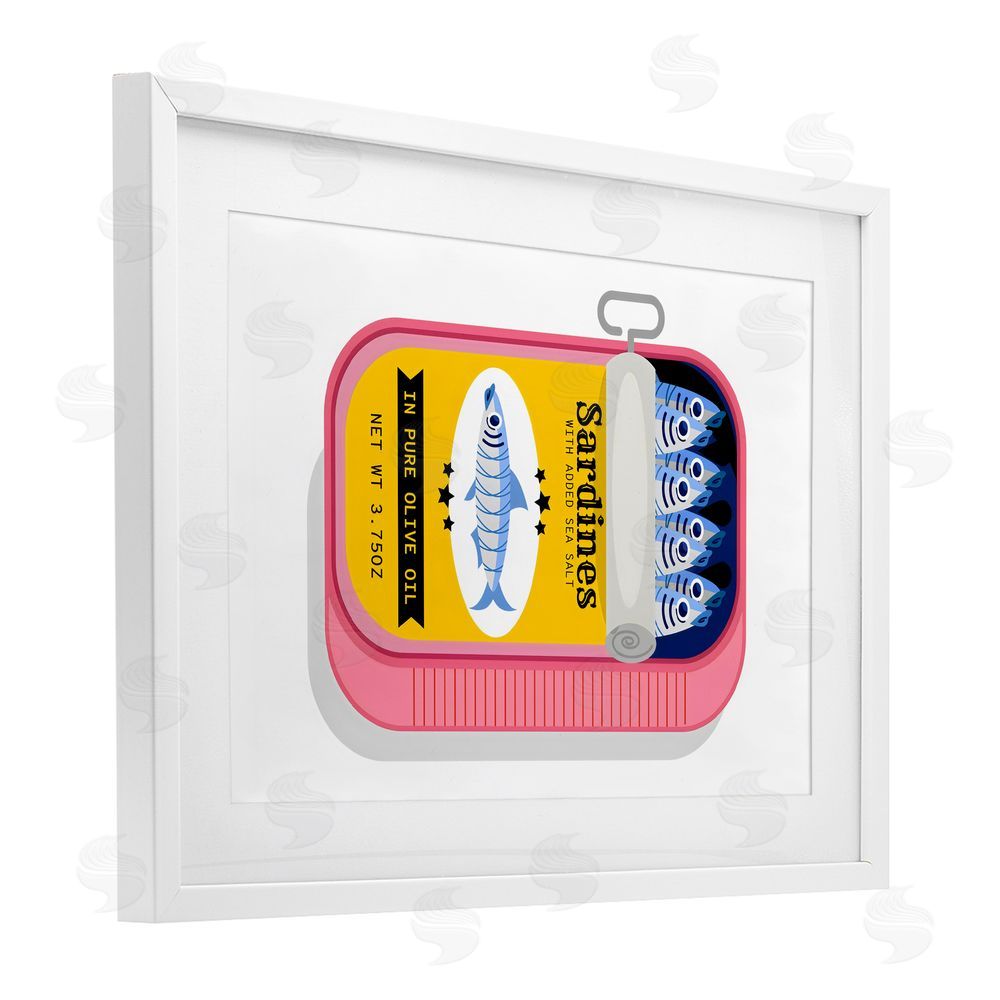 Creative Studio Retro Can of Sardines White Framed Print Under Glass Wall Art