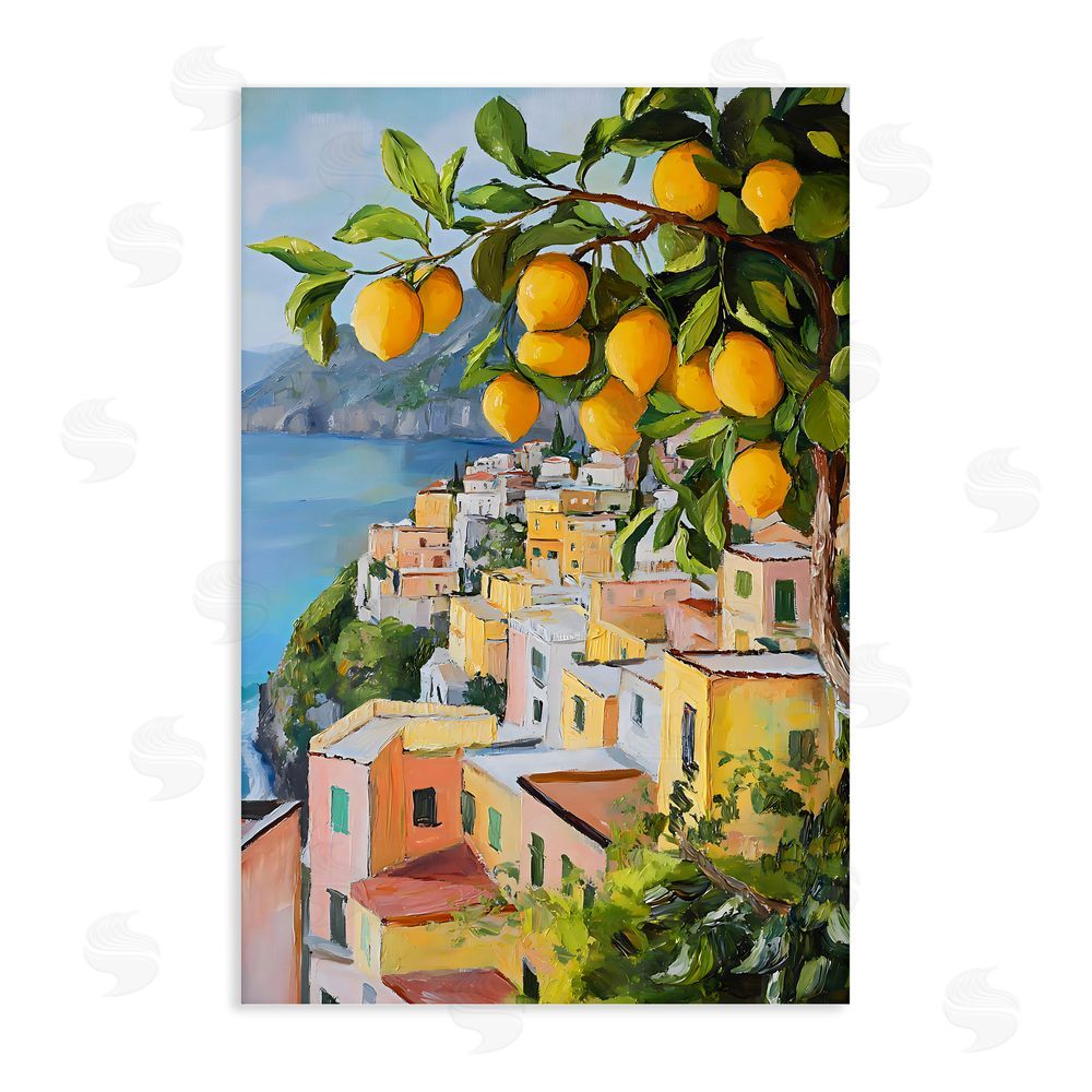Creative Studio Mediterranean Lemon Tree Scenery Stretched Canvas Wall Art