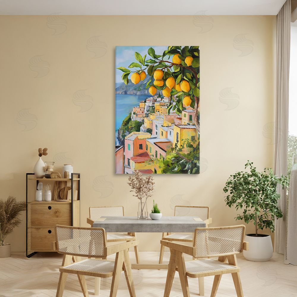 Creative Studio Mediterranean Lemon Tree Scenery Stretched Canvas Wall Art in Room