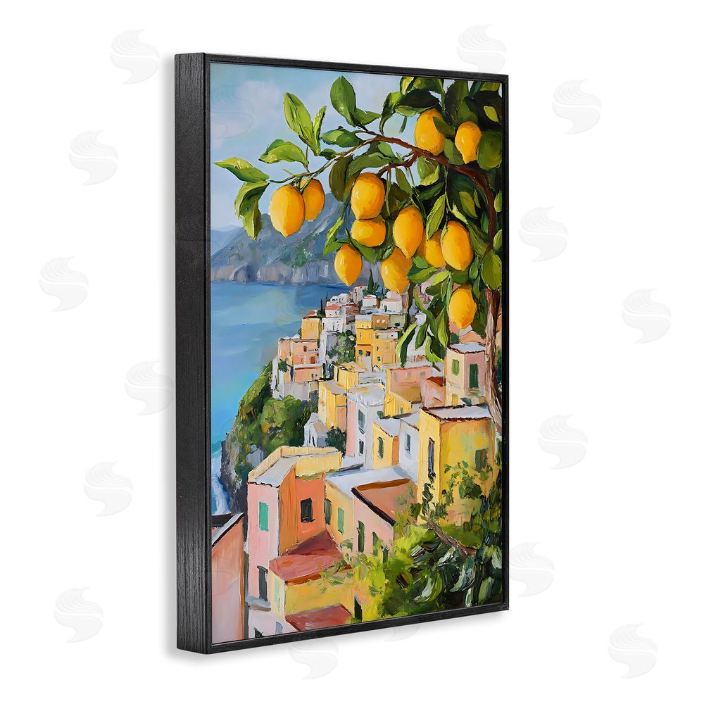 Creative Studio Mediterranean Lemon Tree Scenery Black Framed Giclee Wall Art