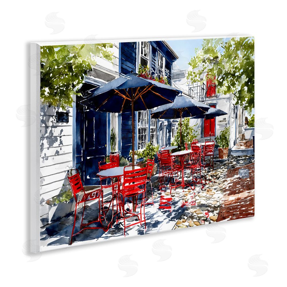 Franklyn Gregory Cafe Classic Red Chairs Wall Plaque Art Print with White Foil Wrap