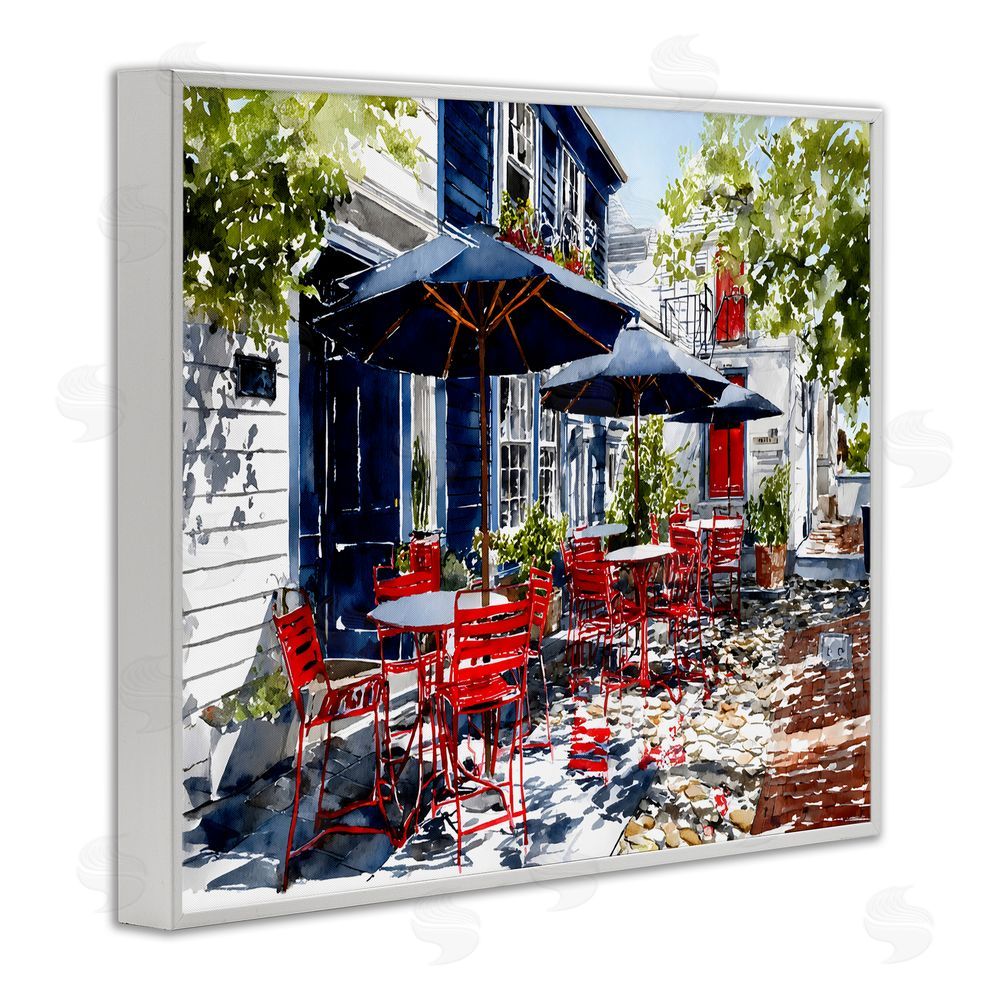 Franklyn Gregory Cafe Classic Red Chairs White Framed Giclee Wall Art Print