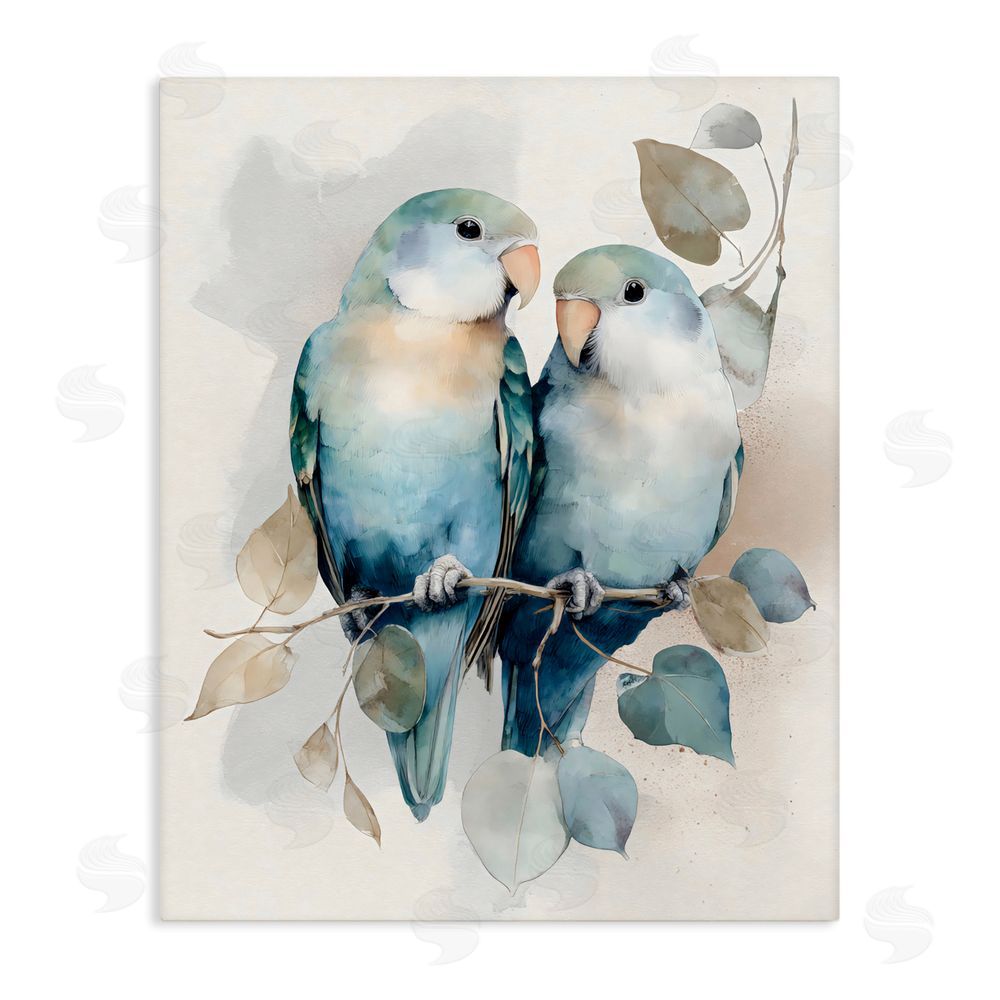Franklyn Gregory Blue Bird Lovers Stretched Canvas Wall Art Print