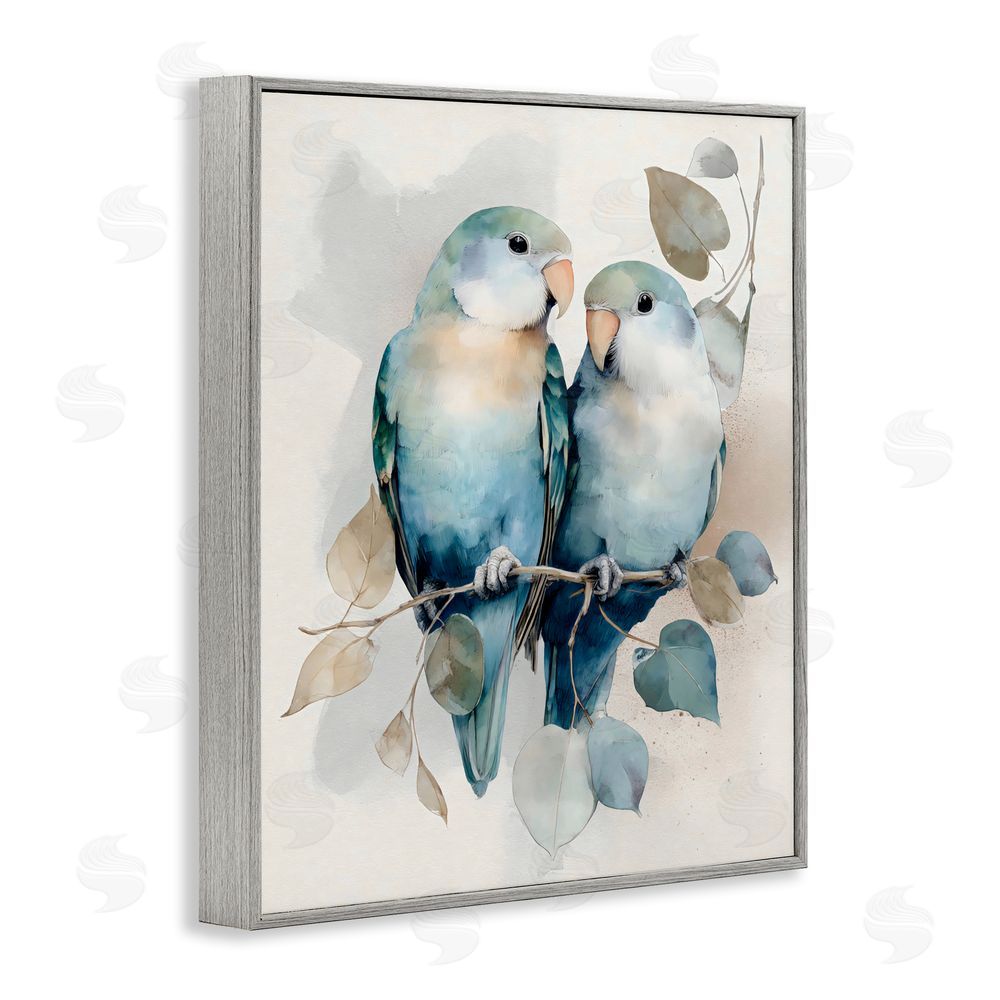 Franklyn Gregory Blue Bird Lovers Gray Framed Giclee Wall Art Print