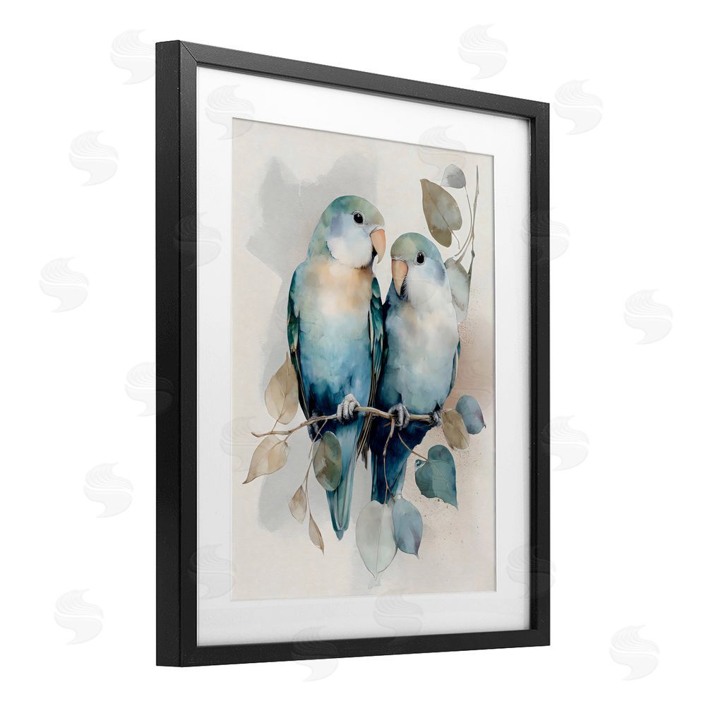 Franklyn Gregory Blue Bird Lovers Black Framed Print Under Glass with Matting Wall Art