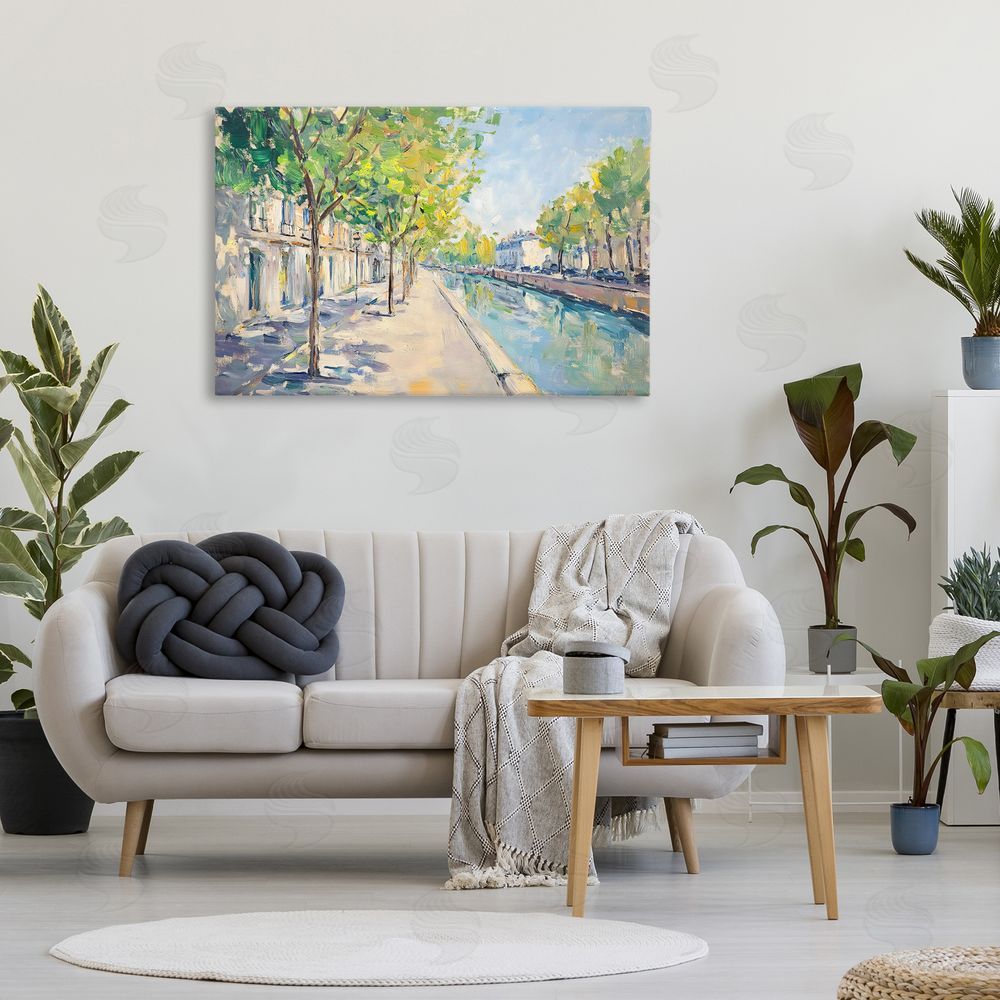 Creative Studio Montrouge Canal Promenade Stretched Canvas Wall Art in Room