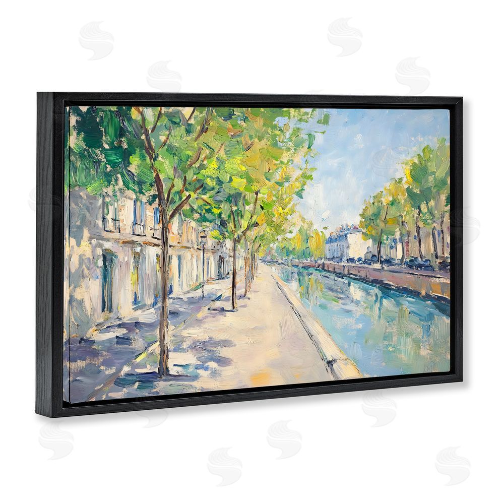 Creative Studio Montrouge Canal Promenade Black Floating Framed Canvas Wall Art