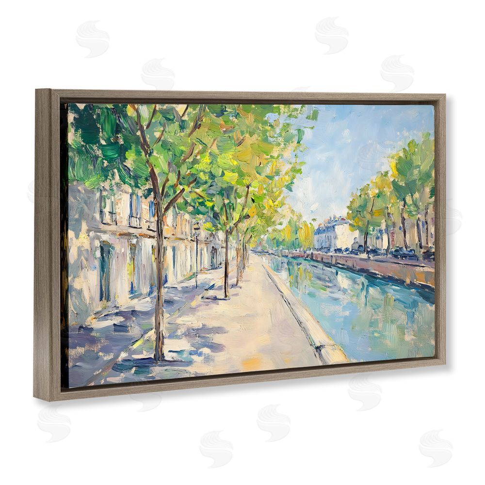 Creative Studio Montrouge Canal Promenade Brown Floating Framed Canvas Wall Art