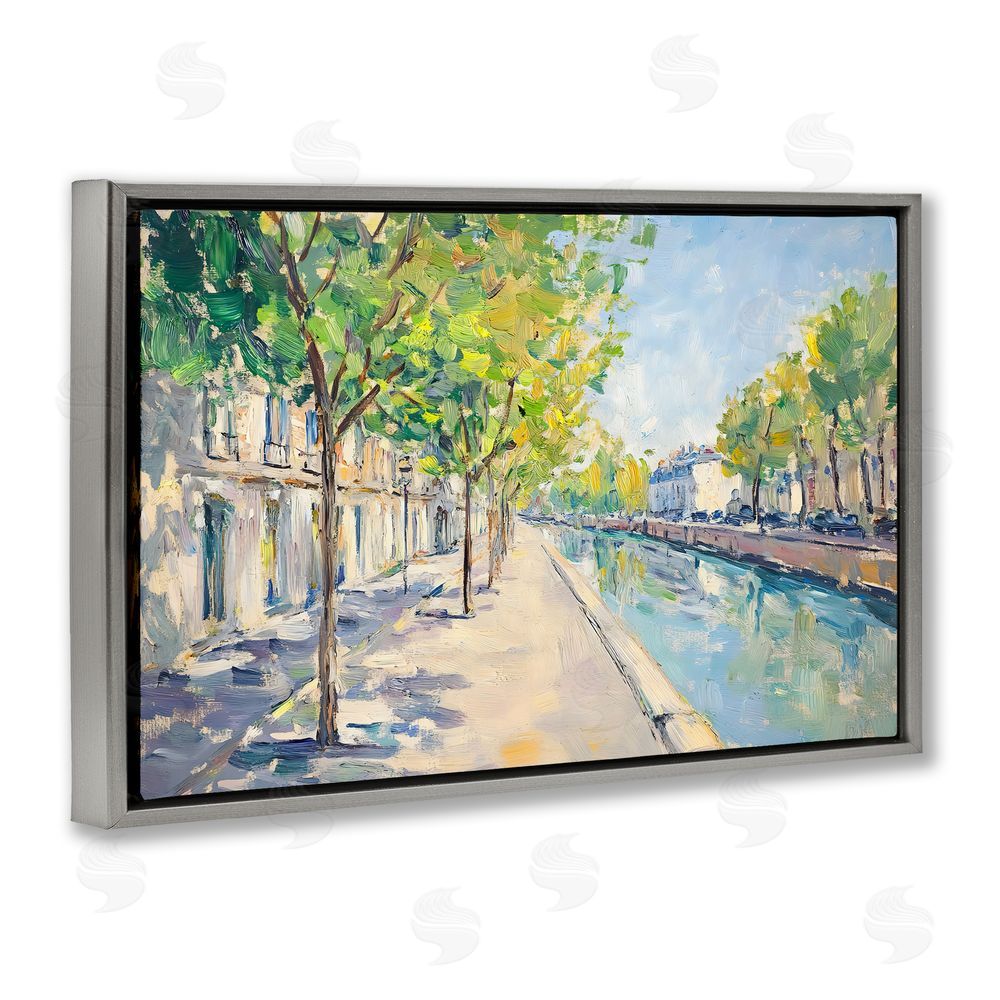 Creative Studio Montrouge Canal Promenade Gray Floating Framed Canvas Wall Art