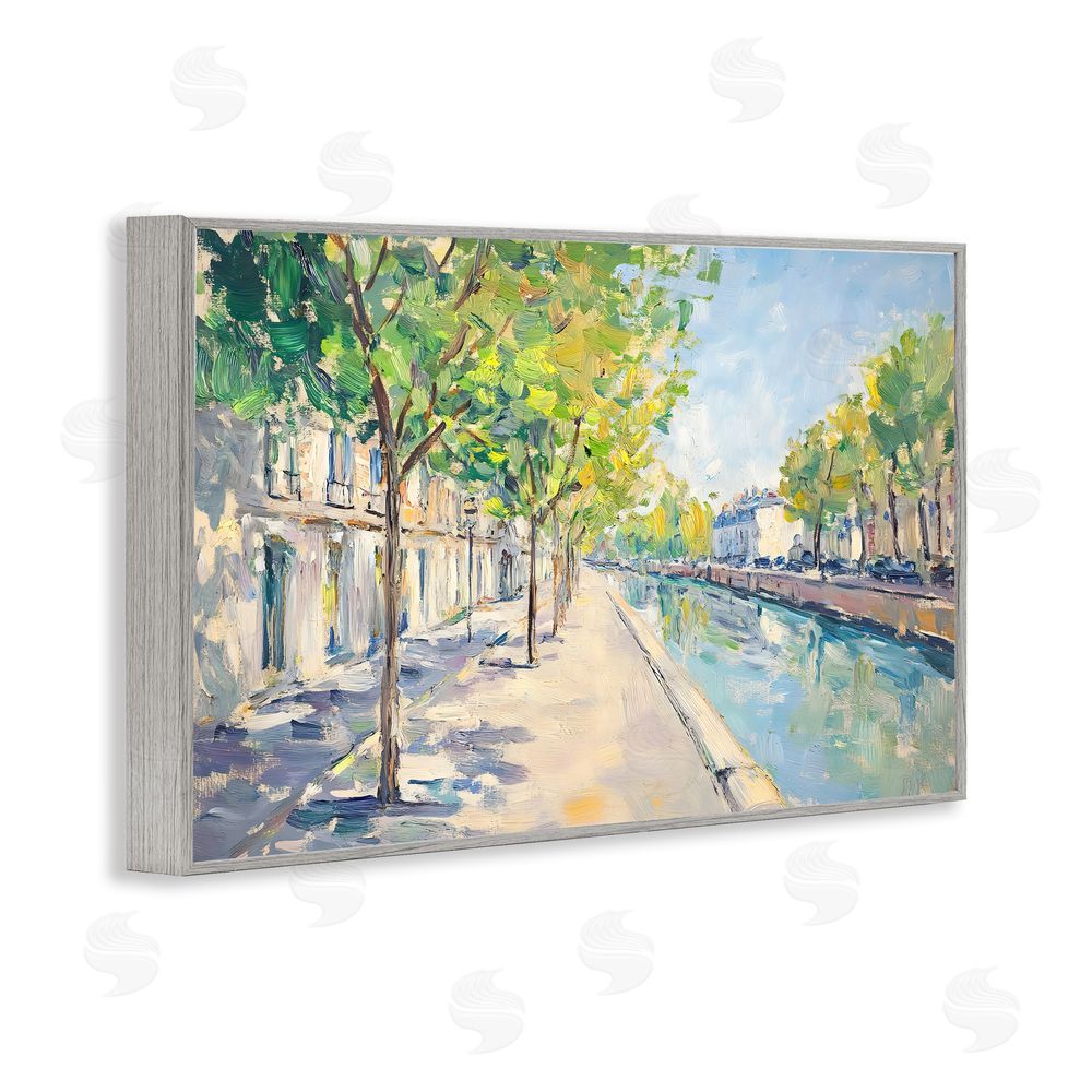 Creative Studio Montrouge Canal Promenade Gray Framed Giclee Wall Art
