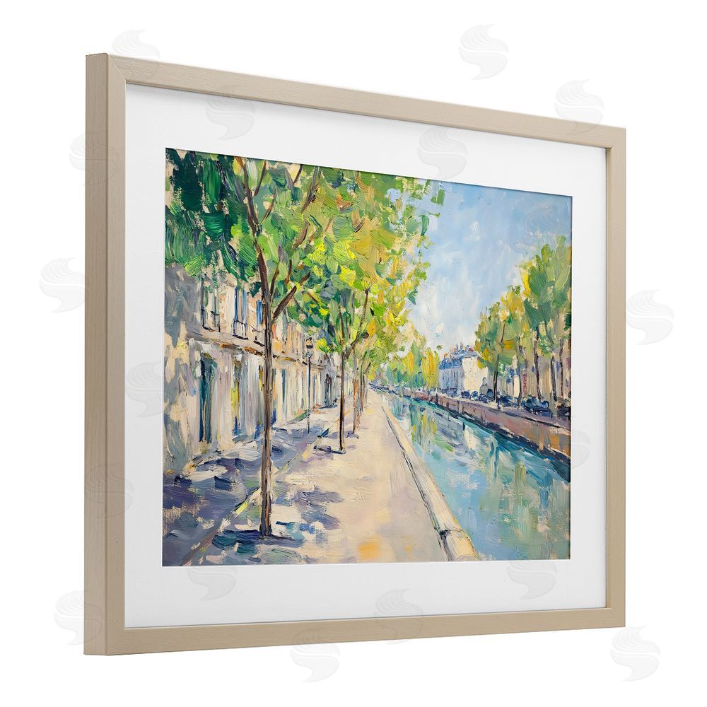 Creative Studio Montrouge Canal Promenade Brown Framed Print Under Glass Wall Art