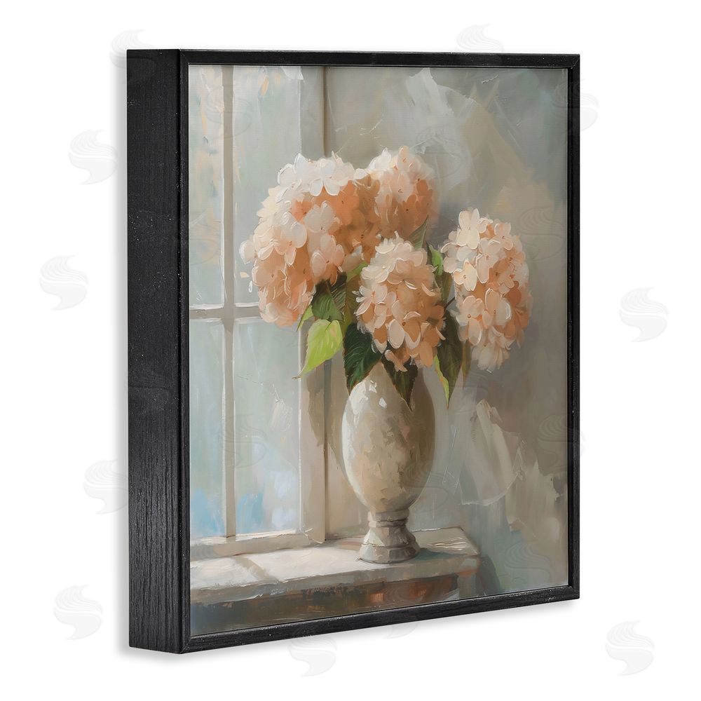Creative Studio Pink Hydrangea in Sunlit Vase Black Framed Giclee Wall Art