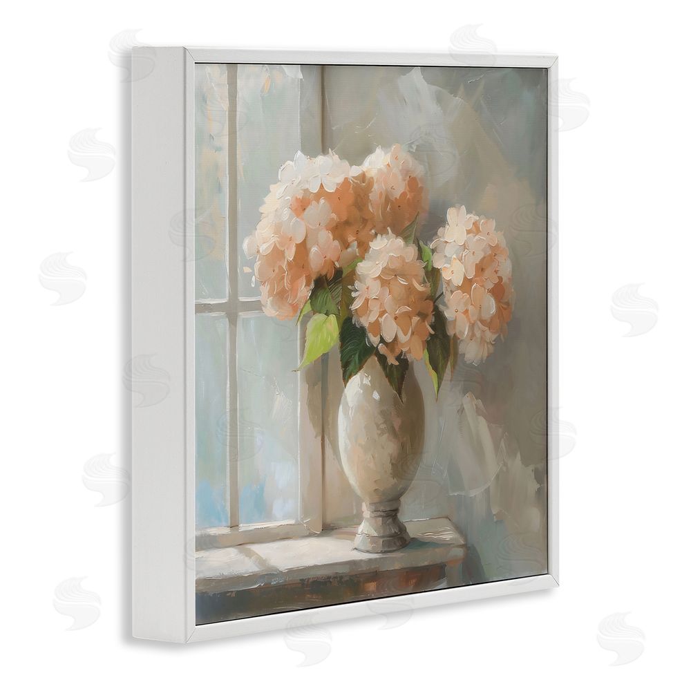 Creative Studio Pink Hydrangea in Sunlit Vase White Framed Giclee Wall Art
