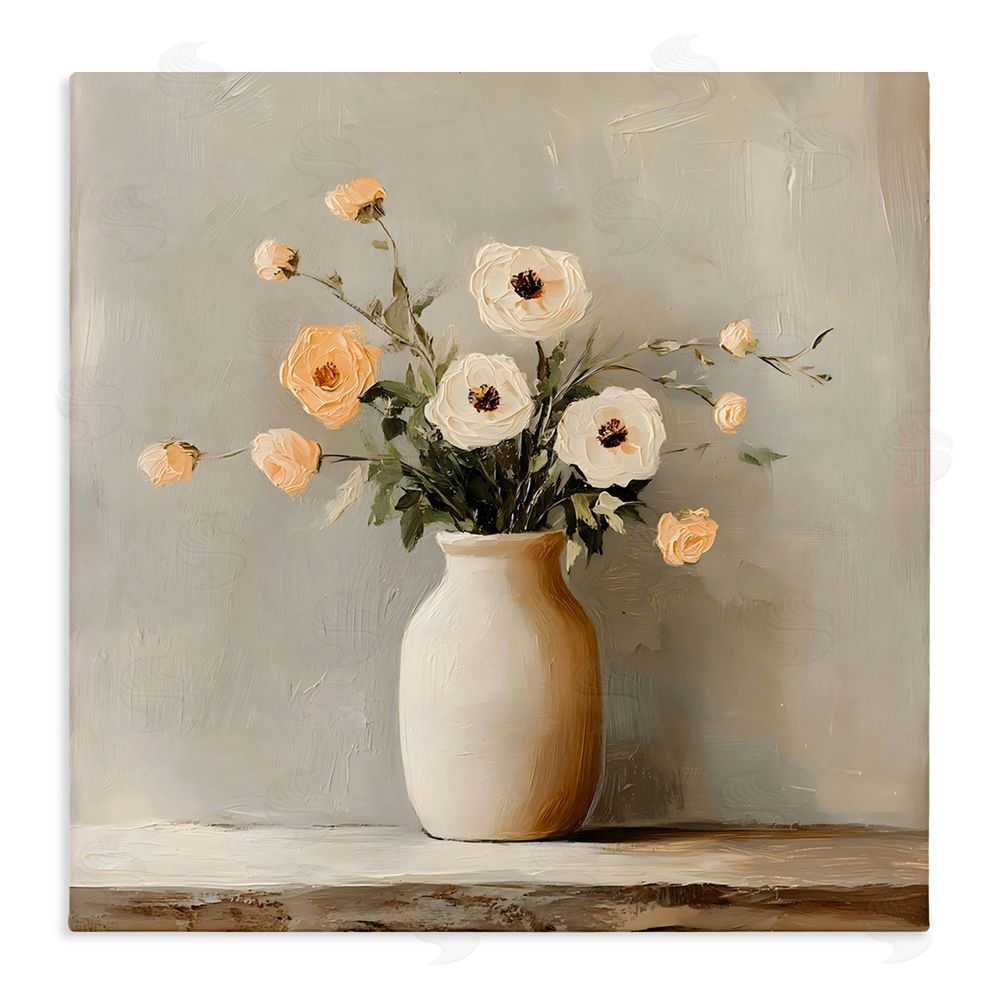 Creative Studio Simple Floral Vase in Pastels Stretched Canvas Wall Art Print