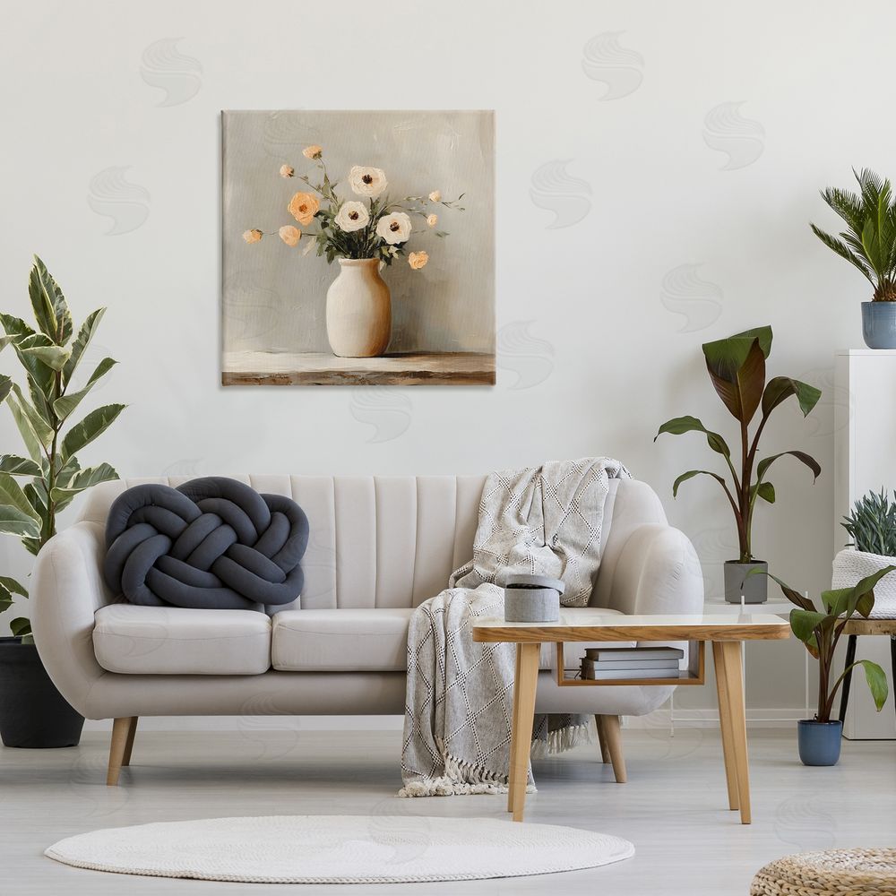 Creative Studio Simple Floral Vase in Pastels Stretched Canvas on Wall
