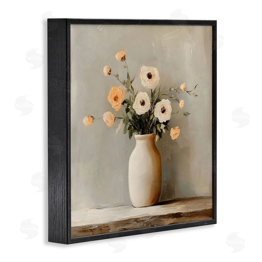 Creative Studio Simple Floral Vase in Pastels Black Framed Giclee Wall Art Print
