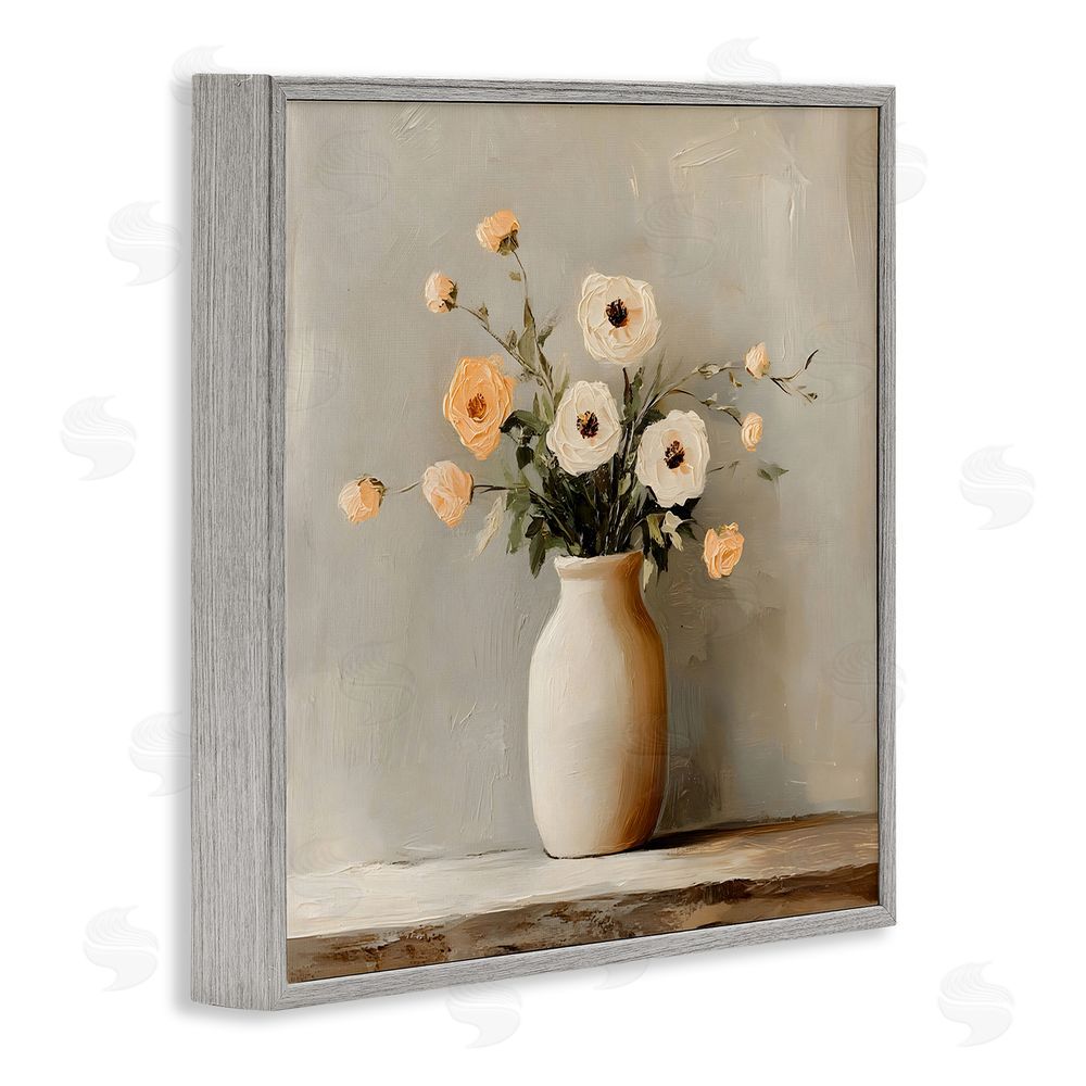 Creative Studio Simple Floral Vase in Pastels Gray Framed Giclee Wall Art Print
