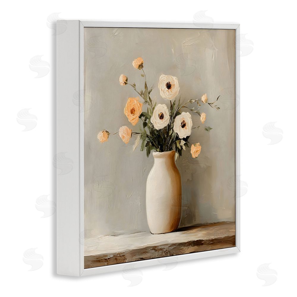 Creative Studio Simple Floral Vase in Pastels White Framed Giclee Wall Art Print