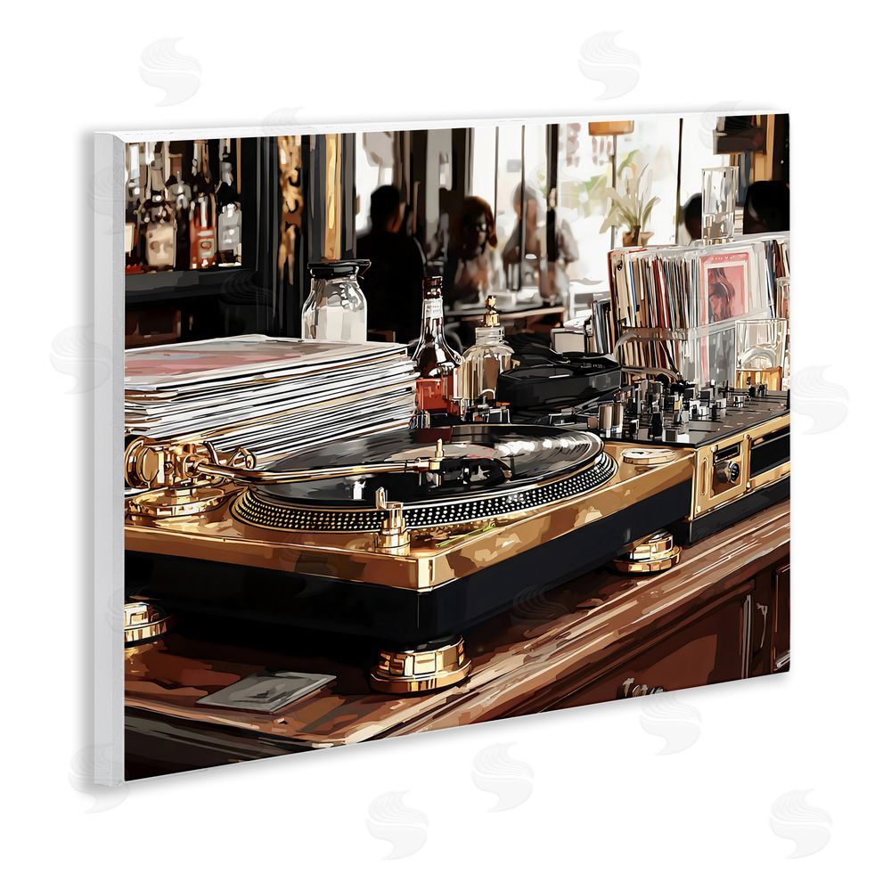Franklyn Gregory Work Place Vintage Gold Turntable Wall Plaque Printed Art