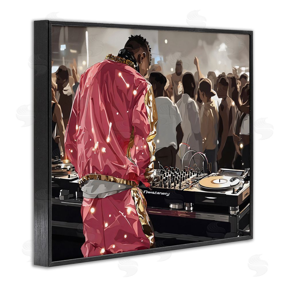 Franklyn Gregory DJ Performance At Nightclub Black Framed Giclee Wall Art Print